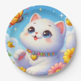 Niedlicher weißer Schmetterling Pappteller