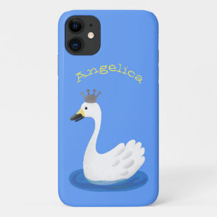 Niedlicher weißer Schwan mit KronenCartoon Case-Mate iPhone Hülle
