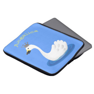 Niedlicher weißer Schwan mit KronenCartoon Laptopschutzhülle