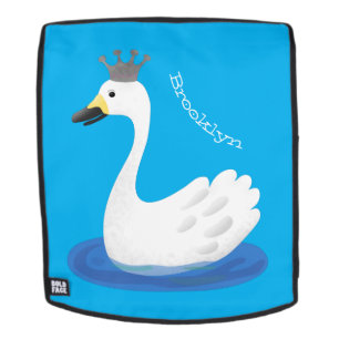 Niedlicher weißer Schwan mit KronenCartoon Rucksack
