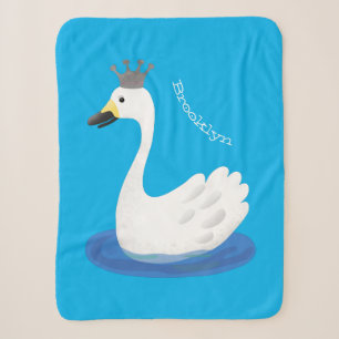 Niedlicher weißer Schwan mit KronenCartoon Sherpadecke