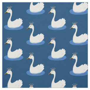 Niedlicher weißer Schwan mit KronenCartoon Stoff