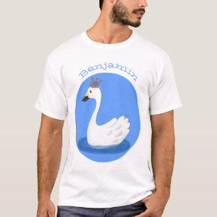 Niedlicher weißer Schwan mit KronenCartoon T-Shirt