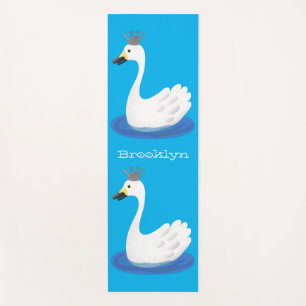 Niedlicher weißer Schwan mit KronenCartoon Yogamatte