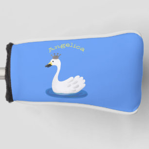 Niedlicher weißer Schwanz mit KronenCartoon Golf Headcover