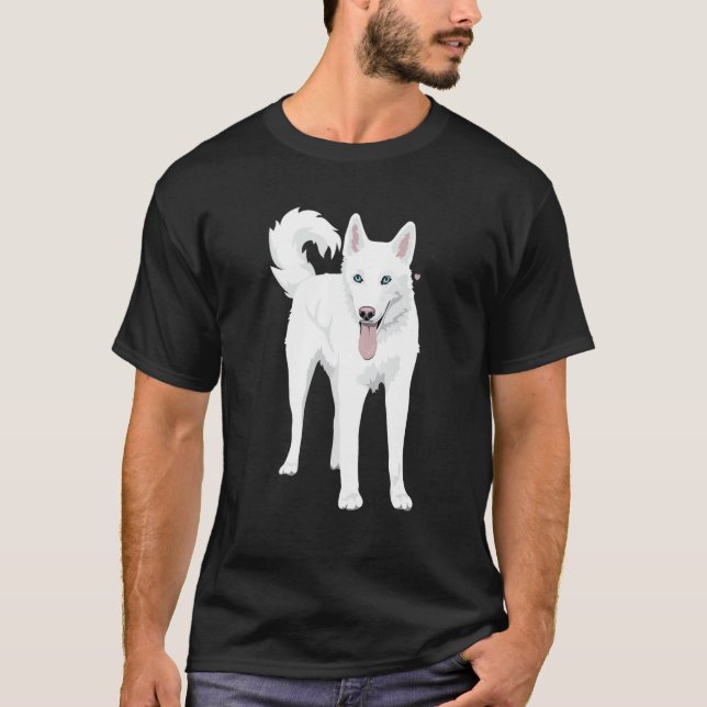 Niedlicher weißer sibirischer Husky-Hund T-Shirt (Vorderseite)