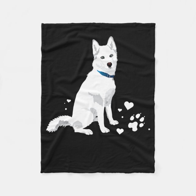 Niedlicher weißer sibirischer Husky - Sweet White  Fleecedecke (Vorderseite)