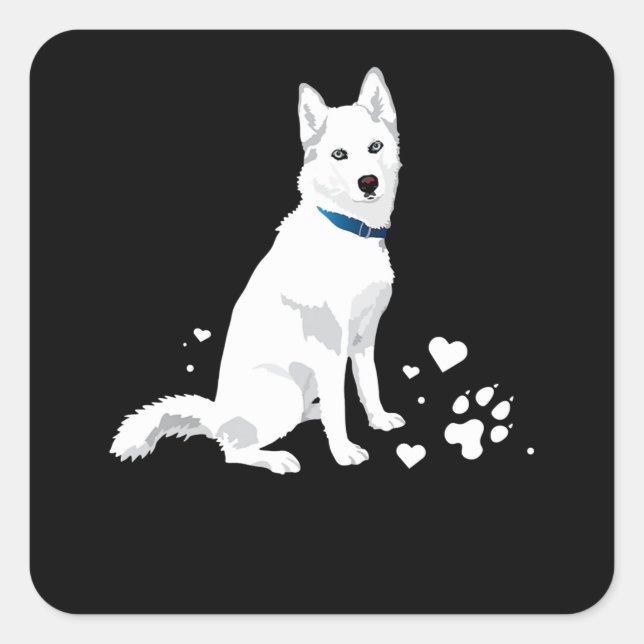 Niedlicher weißer sibirischer Husky - Sweet White  Quadratischer Aufkleber (Vorderseite)