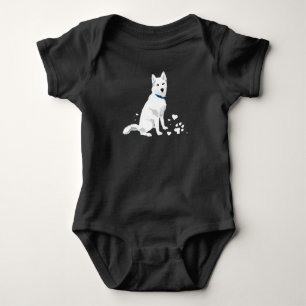 Niedlicher Weißer Sibirischer Husky - Weißer Sch Baby Strampler