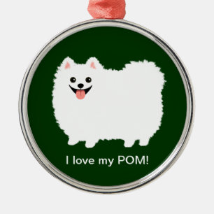 Niedlicher weißer Spitz mit kundenspezifischem Ornament Aus Metall