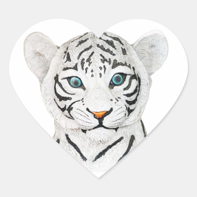 Niedlicher weißer Tiger mit blauen Augen Herz-Aufkleber (Vorderseite)