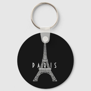 Niedlicher weißer Turm Paris Eiffel Schlüsselanhänger