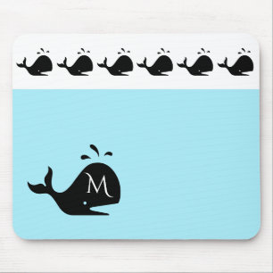 Niedlicher Weißer und Blauer Erstschwarzer Wal Mousepad