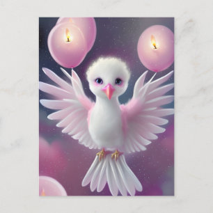 Niedlicher Weißer und rosa Baby Bird Geburtstag Postkarte