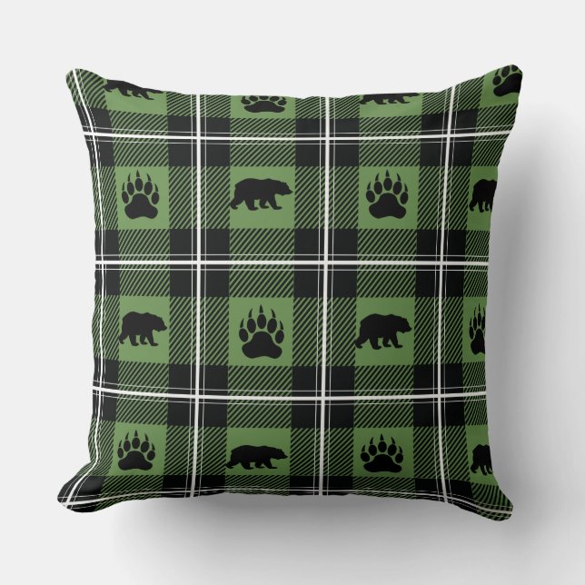 Niedlicher, weißer und schwarzer Bär, Flanell mit  Kissen (Vorderseite)