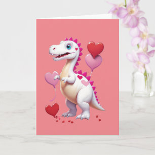 Niedlicher weißer Valentinstag-Dinosaurier Karte