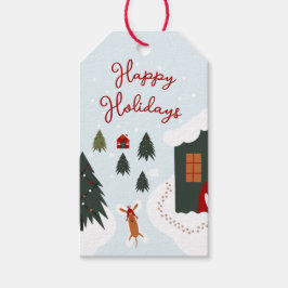 Niedlicher Weißer Weihnachtshund Schneegel machen Geschenkanhänger