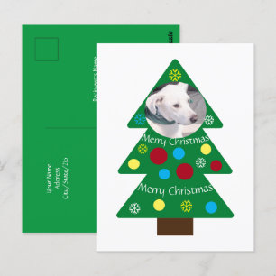 Niedlicher weißer Welpenhund farbenfrohe Weihnacht Postkarte