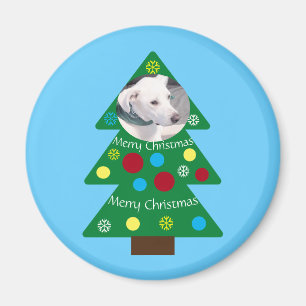 Niedlicher weißer Welpenhund farbenfroher Weihnach Magnet