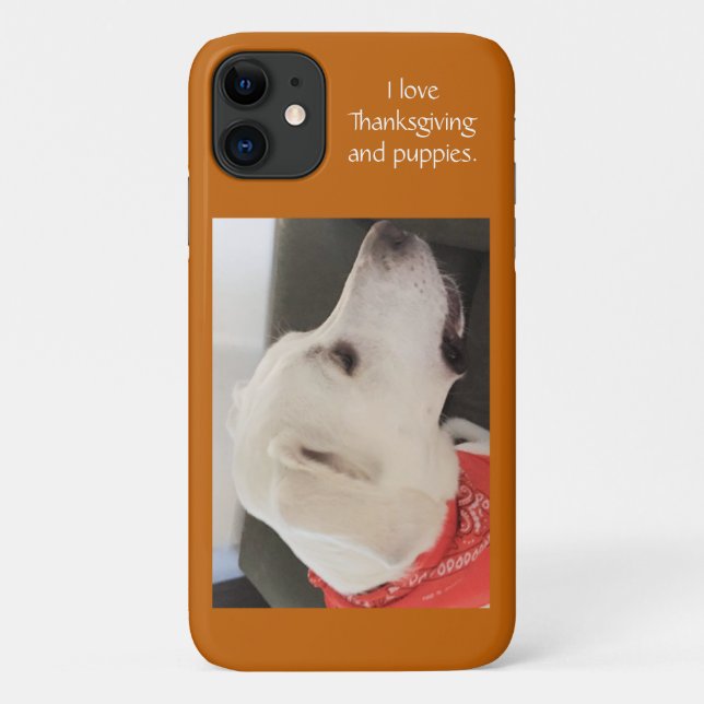 Niedlicher weißer Welpenhund mit Erntedank Scarf Case-Mate iPhone Hülle (Rückseite)