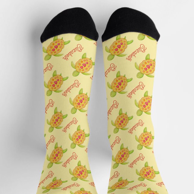 Niedlicher weißgelber individuelle Name Socken (Oben)