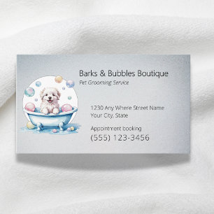 Niedlicher Weißhund im Bad Pet Grooming beruflich Visitenkarte