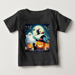 Niedlicher, weißlicher Halloween-Kürbis, Katzenkür Baby T-shirt