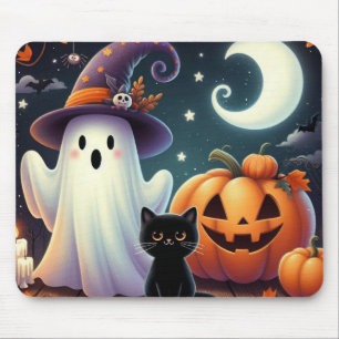Niedlicher, weißlicher Halloween-Kürbis, Katzenkür Mousepad