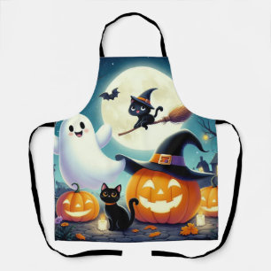 Niedlicher, weißlicher Halloween-Kürbis, Katzenkür Schürze
