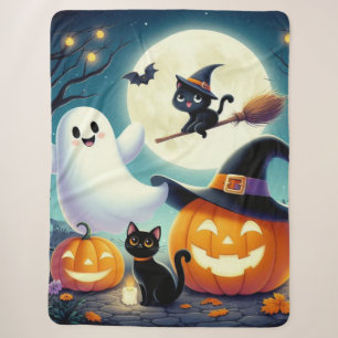 Niedlicher, weißlicher Halloween-Kürbis, Katzenkür Sherpadecke