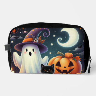 Niedlicher, weißlicher Halloween-Kürbis, Katzenkür Waschbeutel