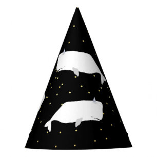 Niedlicher Weißwal Gold Dots Schwarz Partyhütchen