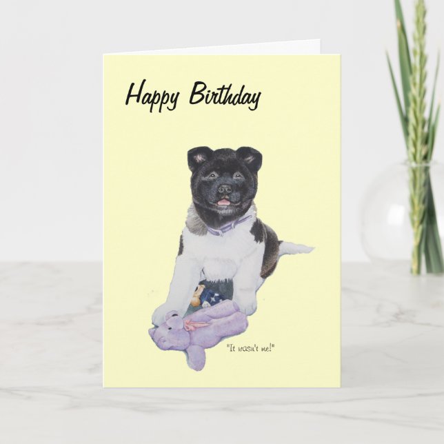 niedlicher Welpe akita und Teddy Hundekunst Karte (Vorderseite)