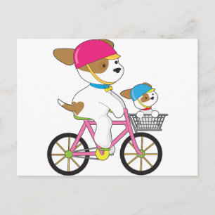 Niedlicher Welpe auf dem Bike Postkarte