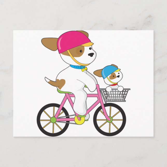Niedlicher Welpe auf dem Bike Postkarte (Vorderseite)