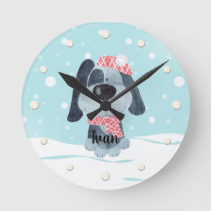 Niedlicher Welpe, Baby Runde Wanduhr
