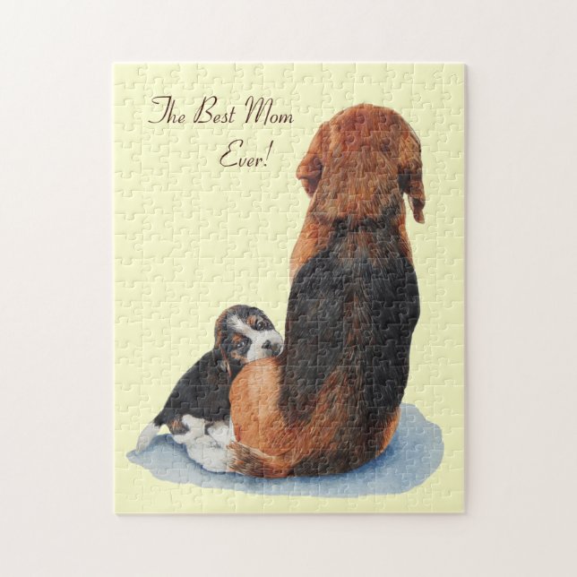 Niedlicher Welpe-Beagle-Kuschelmutter (Vertikal)