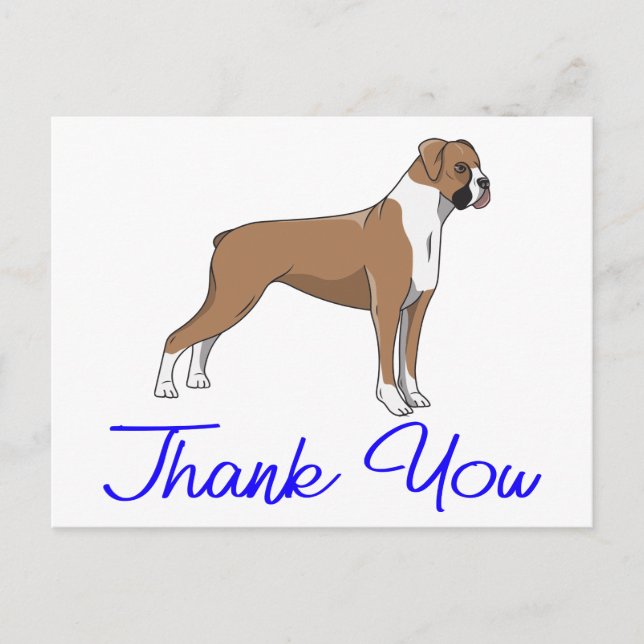 Niedlicher Welpe Cartoon Boxer Dog Vielen Dank Postkarte (Vorderseite)