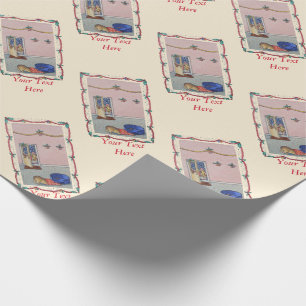 niedlicher Welpe, der von der Geschenkpapier