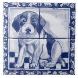 Niedlicher Welpe Hund Blue White Dedham Delft Triv Fliese