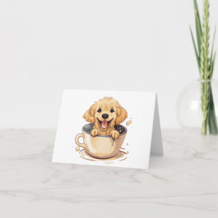 Niedlicher Welpe im Kaffeecup Blank Gruß Karte