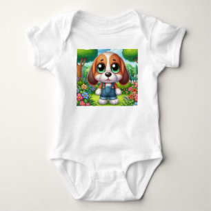 Niedlicher Welpe in Overall Baby Strampler