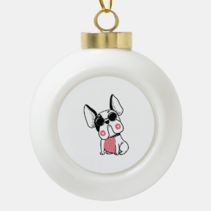 niedlicher Welpe Keramik Kugel-Ornament