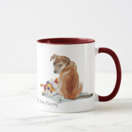 Niedlicher Welpe mischte Zucht mit Tasse