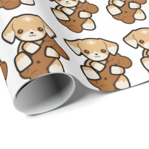 Niedlicher Welpe mit einem Knochen Geschenkpapier