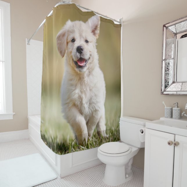 Niedlicher Welpe Personalisiert Foto Hund Duschvorhang (Beispiel)