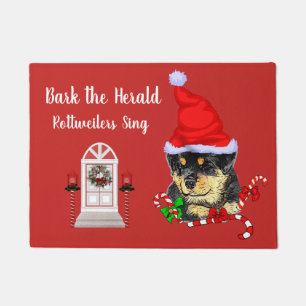 Niedlicher Welpe Rottweiler Weihnachten Fußmatte