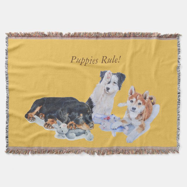 niedlicher Welpe-Sheba in rotty collie und Teddies Decke (Vorderseite)