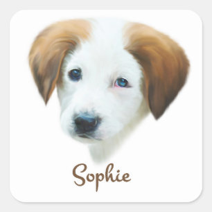 niedlicher Welpe "Sophie" Quadratischer Aufkleber