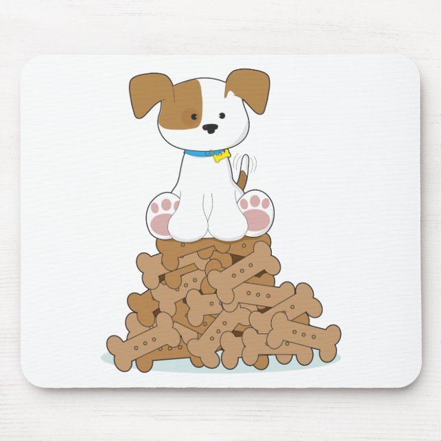 Niedlicher Welpe und Knochen Mousepad (Vorne)
